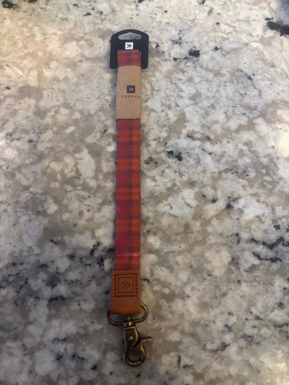Colorful Red plaid Woven keychain strap brass clasp NWT